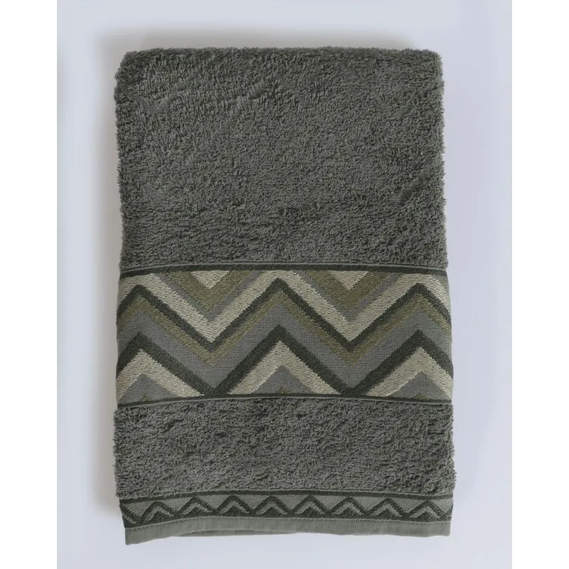 Toalha De Banho Chevron Jacquard Verde UN
