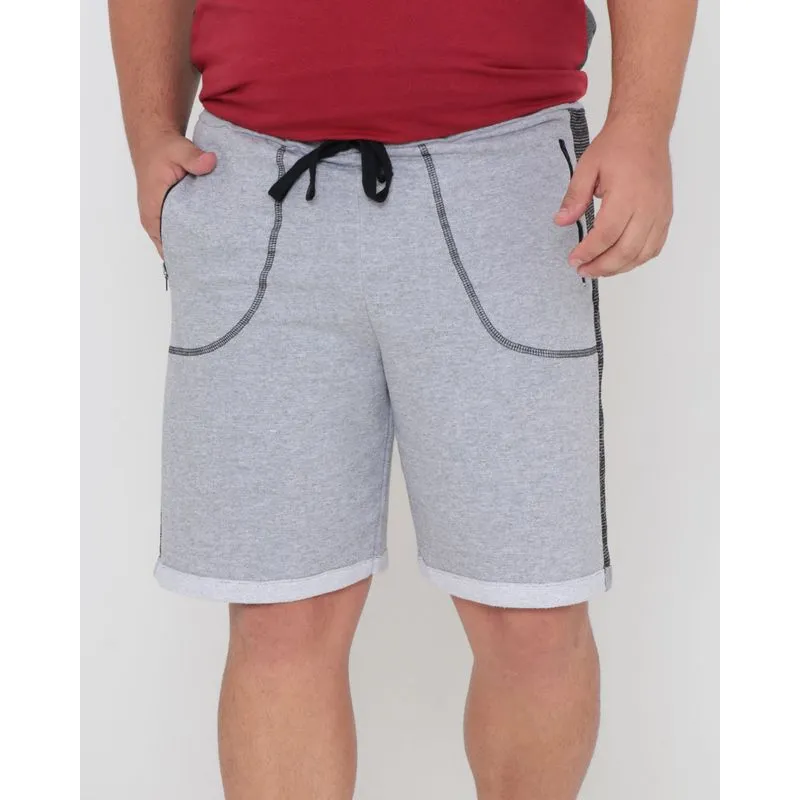 Bermuda Plus Size Masculina Moletinho Com Recortes Cinza G1