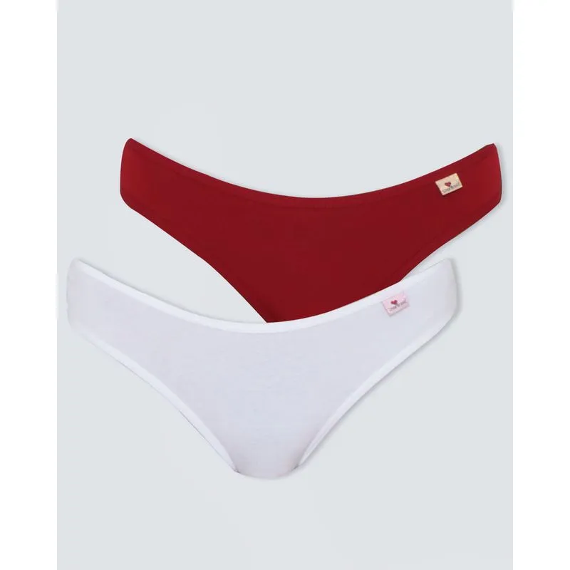 Kit 2 Calcinhas Plus Size Biquíni Algodão Branca Vermelha G