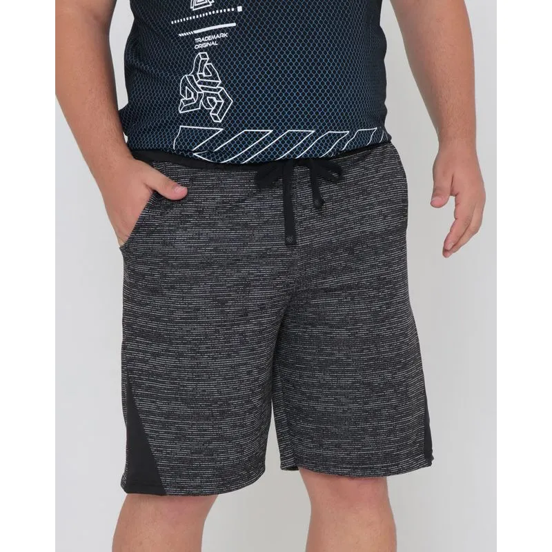 Bermuda Moletinho Masculina Plus Size Flamê Preta G3