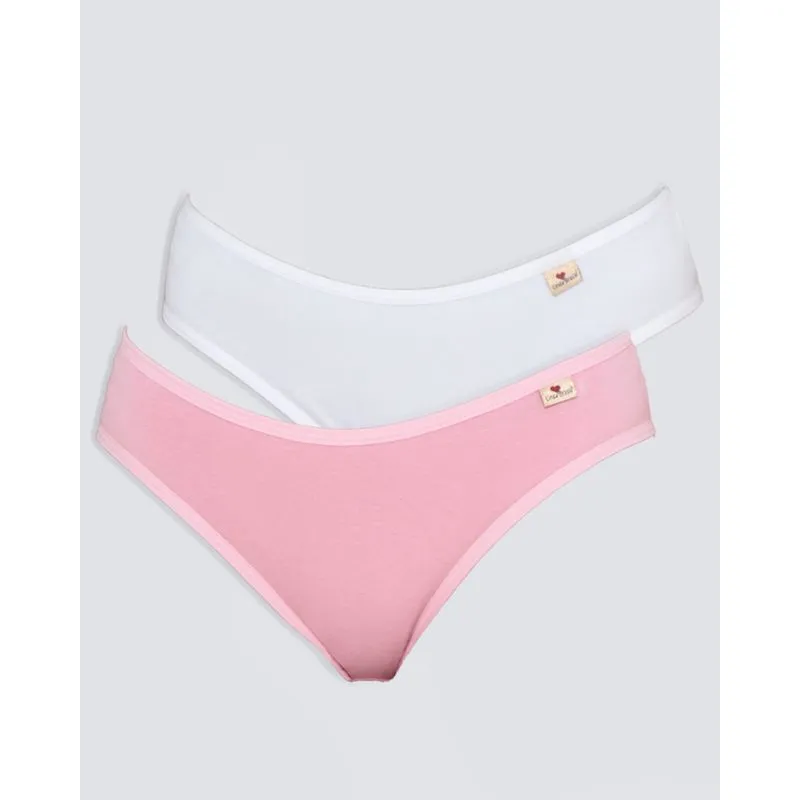 Kit 2 Calcinhas Biquíni Básica Branca Rosa GG