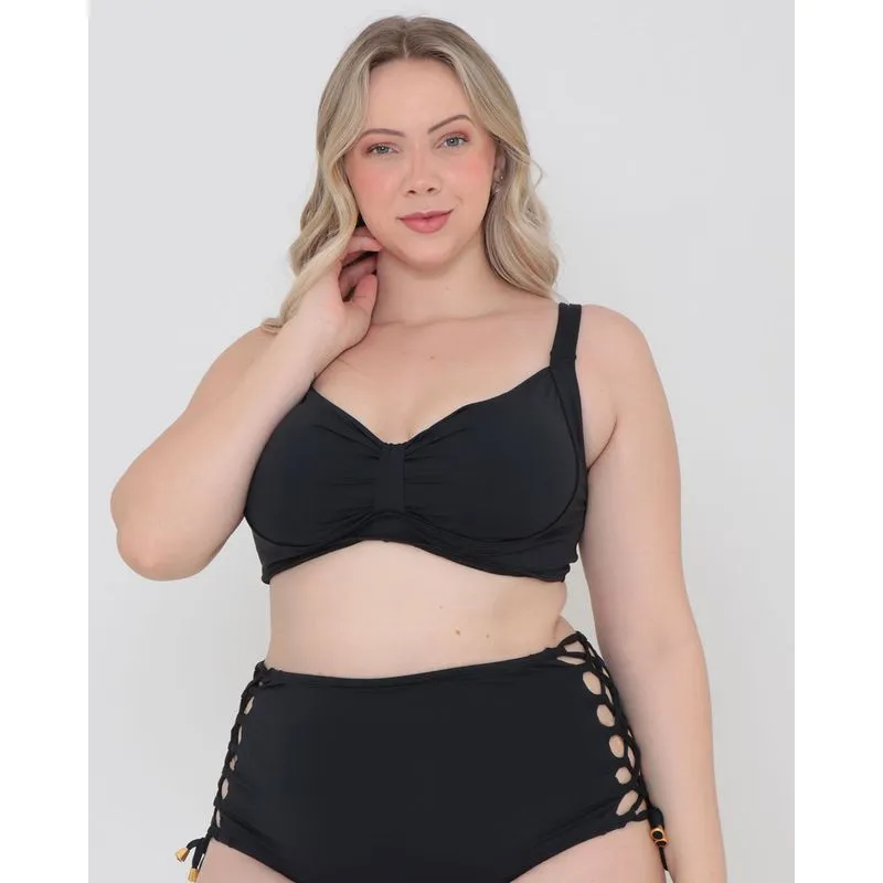 Biquíni Plus Size Top Com Bojo Removível Preto 52