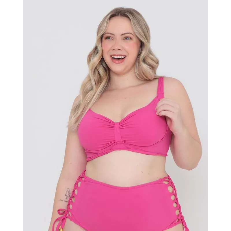 Biquíni Plus Size Top Com Bojo Removível Rosa 50