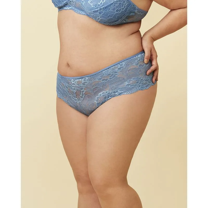 Calcinha Plus Size Feminina Avulsa Tanga Renda Azul G2