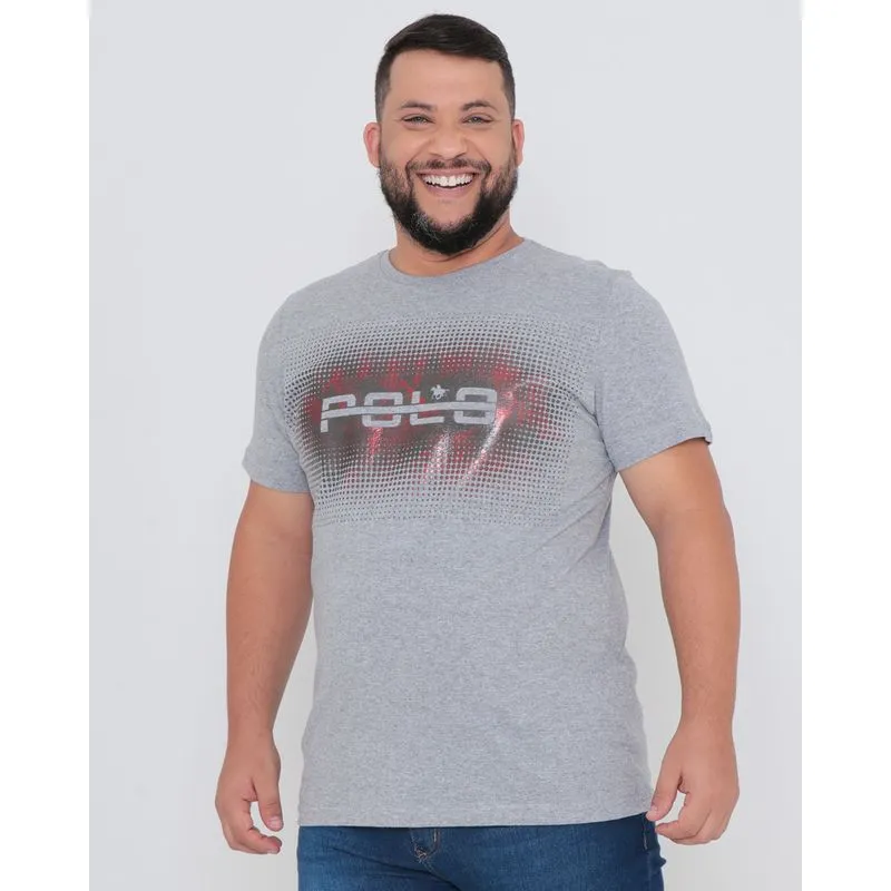 Camiseta Plus Size Estampada Cinza Claro G3