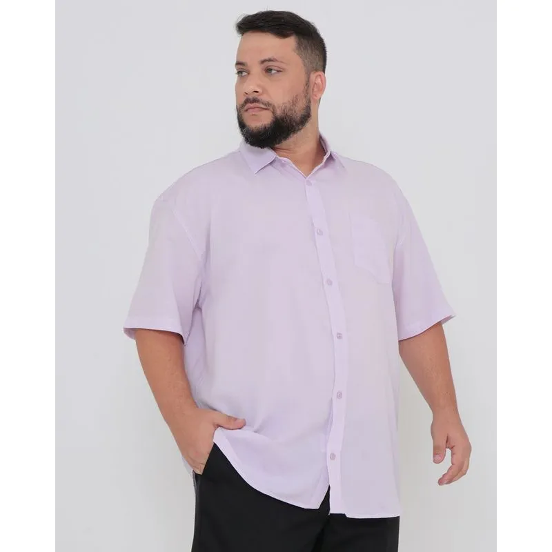 Camisa Social Masculina Manga Curta Plus Size Lilás 8