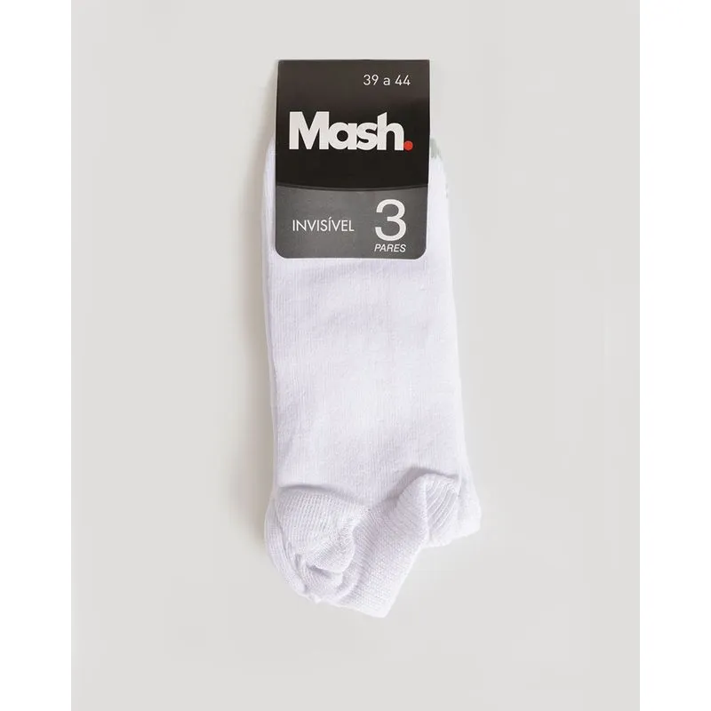 Kit 3 Pares De Meia Invisível Mash Branca 39 A 44
