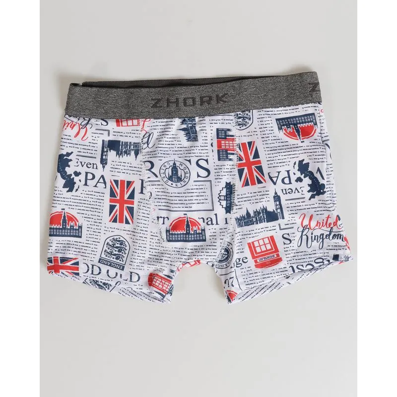 Cueca Boxer Juvenil Estampada Branca 16