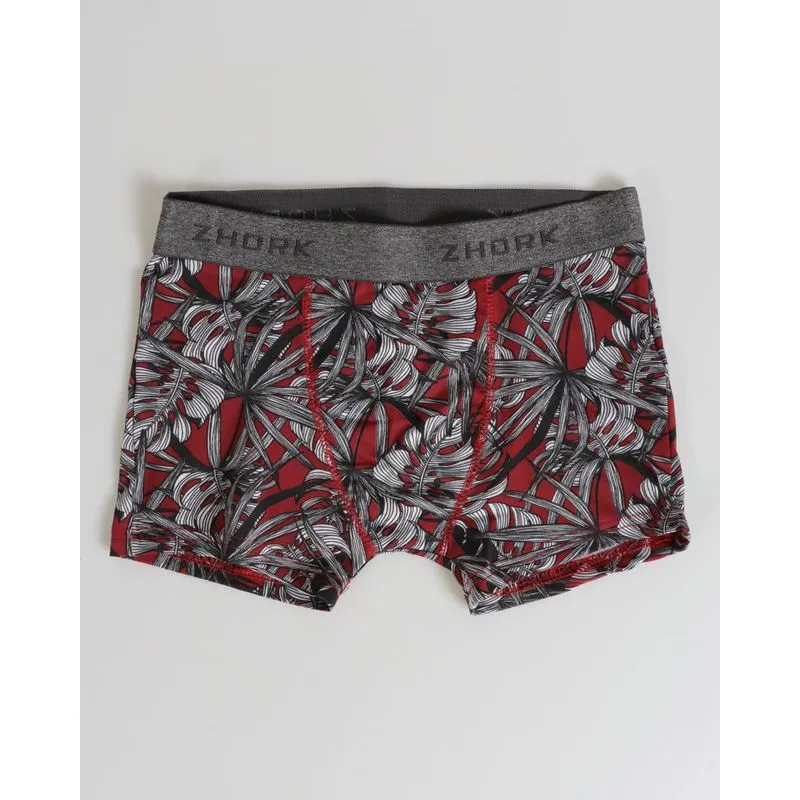 Cueca Boxer Juvenil Estampa Folhas Vermelho 14