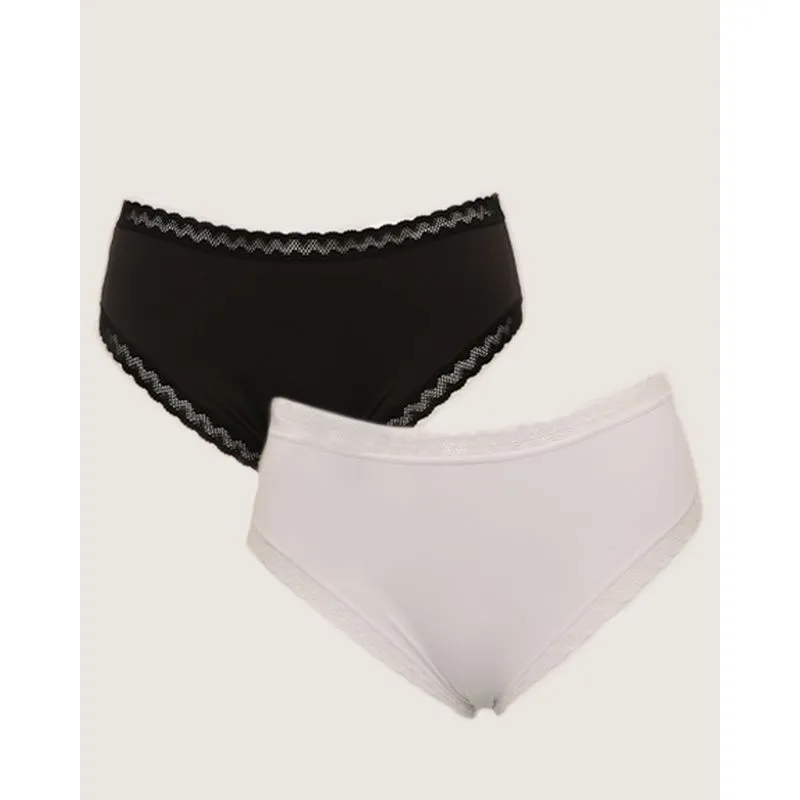 Kit 2 Calcinhas Altas Plus Size Branco Preto GG