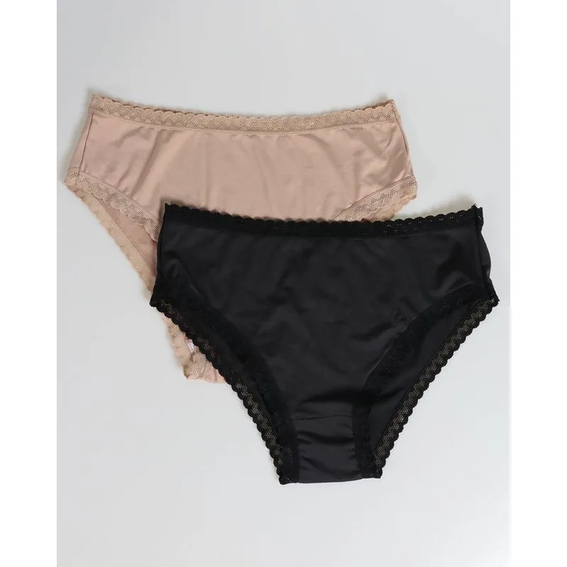 Kit 2 Calcinhas Biquíni Plus Size Preta e Bege M