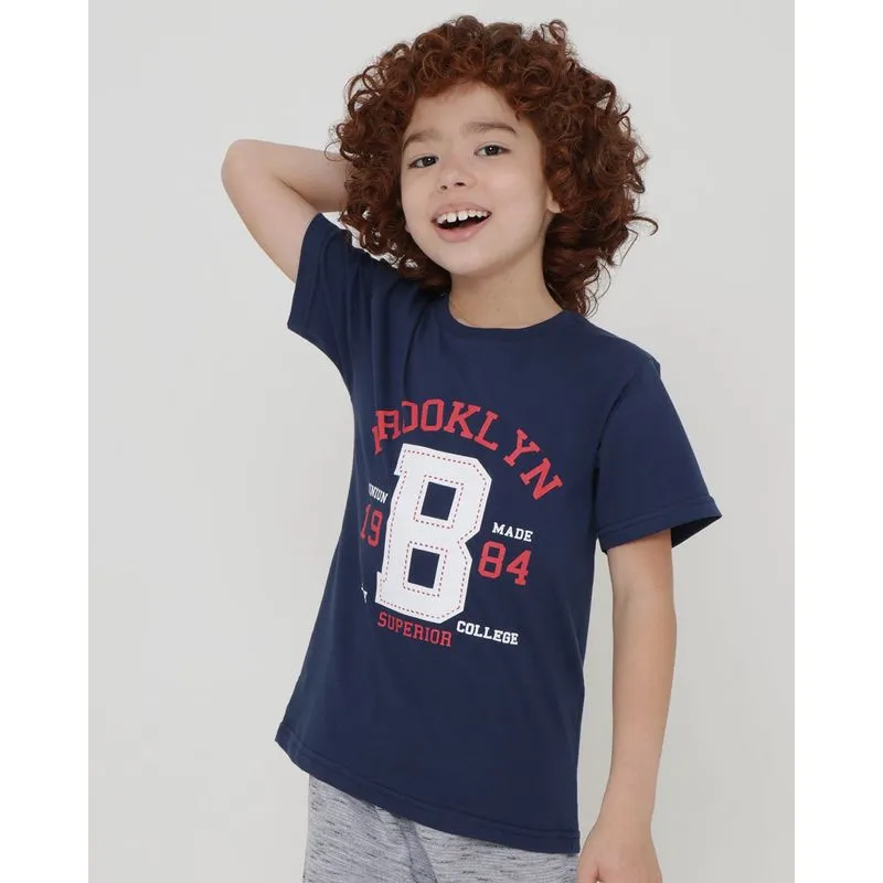 Camiseta Infantil Manga Curta Brooklyn Azul Marinho 8