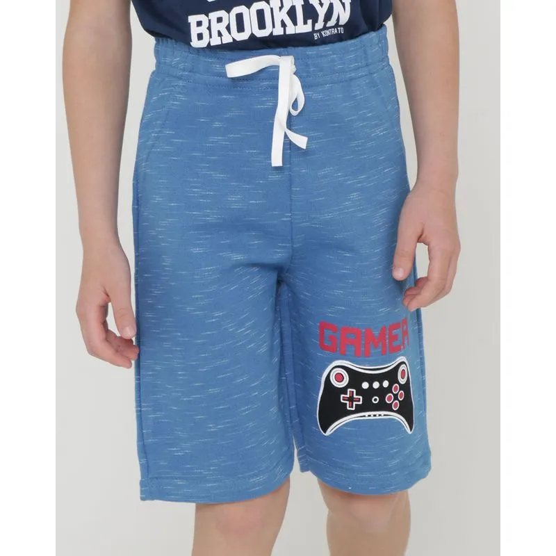 Bermuda Infantil Elástico Estampa Gamer Azul 8