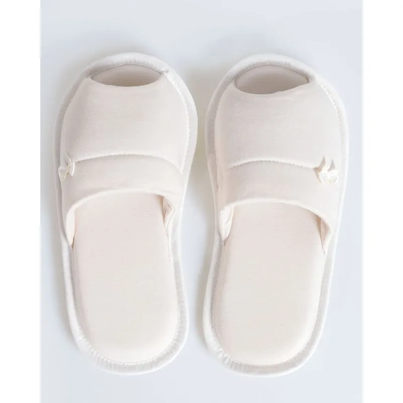 Pantufa Chinelo De Quarto Aberto Feminino Liso Bege Claro 37/38