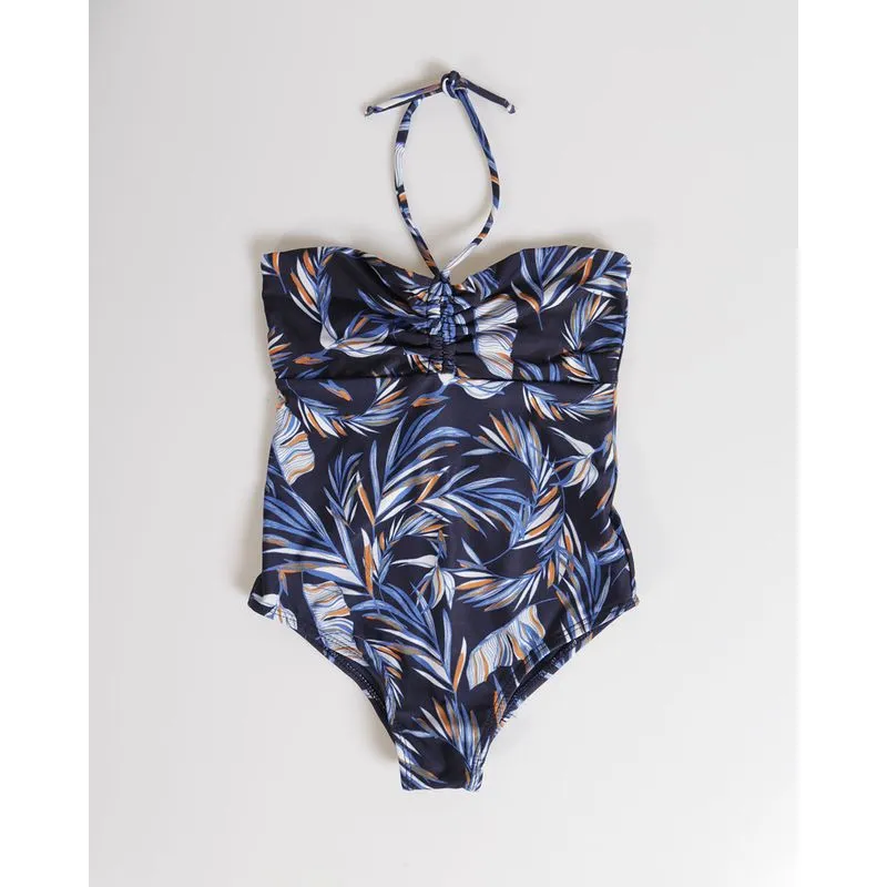 Maiô Infantil Estampado Floral Azul Marinho 4