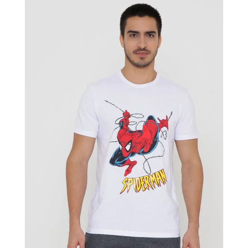 Camiseta Masculina Algodão Marvel Homem-Aranha Branca P
