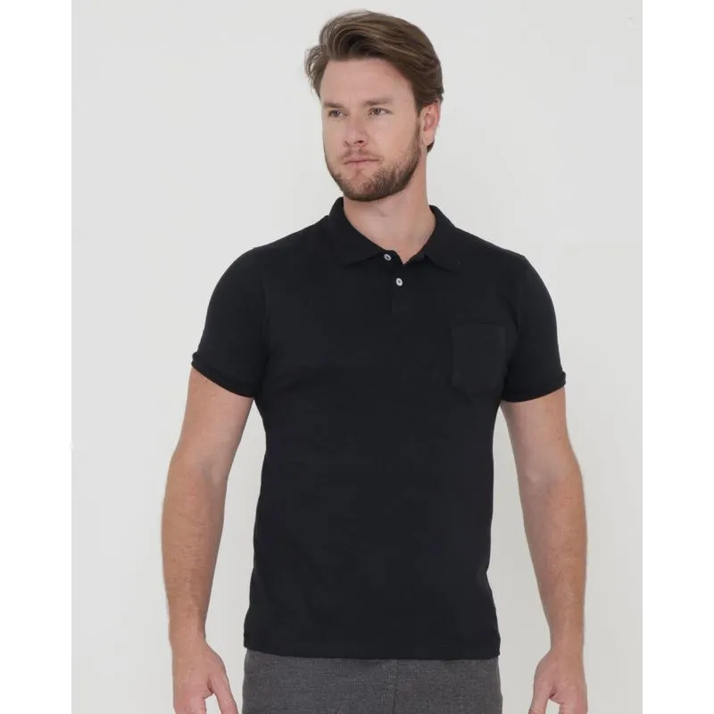 Polo Masculina Básica Preta GG