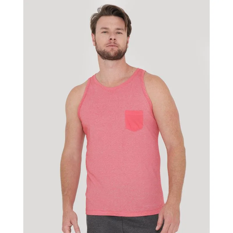 Regata Masculina Básica Com Bolso Único Vermelha G