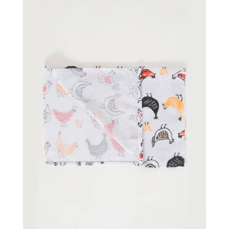 Pano de Copa 42cmx60cm Estampa De Galinhas Camesa Branco UN