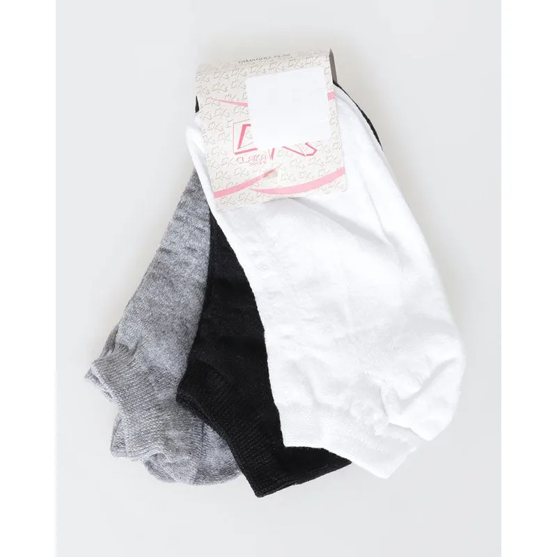 Kit 3 Pares De Meia Soquete Branca Cinza Preta 34 A 39