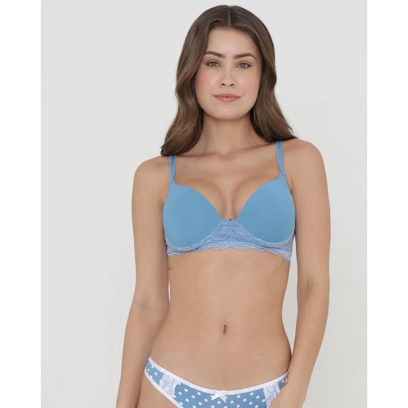 Sutiã Base Avulso Renda Liso Azul 40