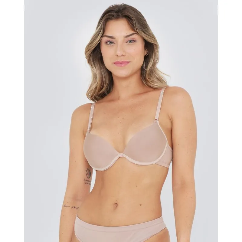 Sutiã Push Up Avulso Com Bojo Liso Bege 46
