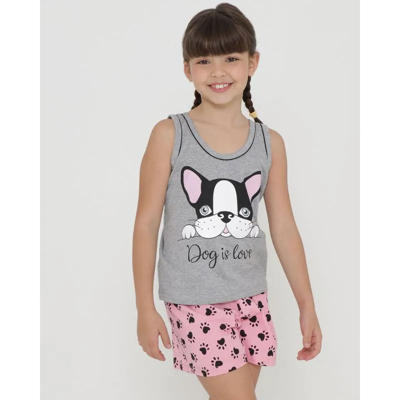 Pijama Infantil Curto Estampa Dog Cinza 6