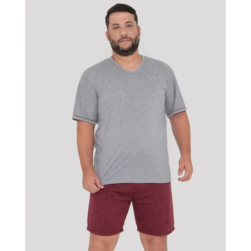 Pijama Masculino Plus Size Cinza Claro G1