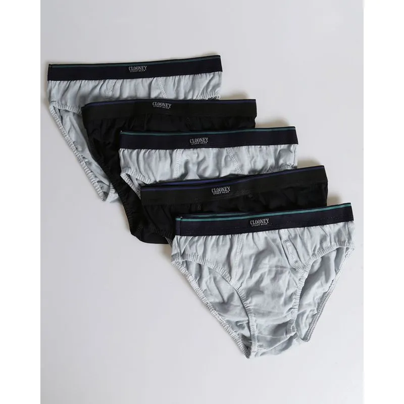 Kit 5 Cuecas Slip Algodão Cinza Preta P