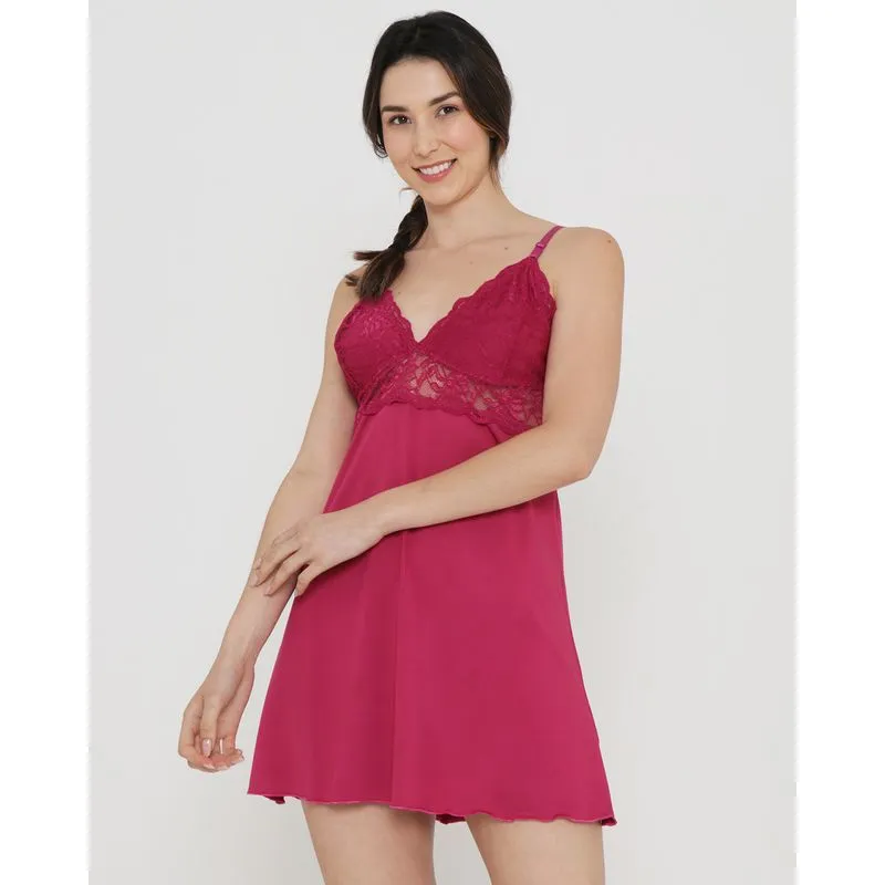 Camisola Alcinha Liganete Recorte Renda Lisa Rosa 42