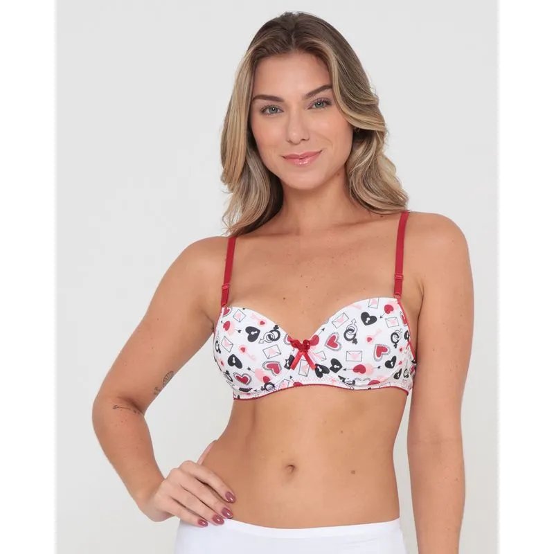 Sutiã Base Avulso Estampado Coração Vermelho M