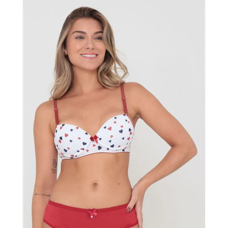 Sutiã Base Avulso Estampado Floral Branco e Terracota G