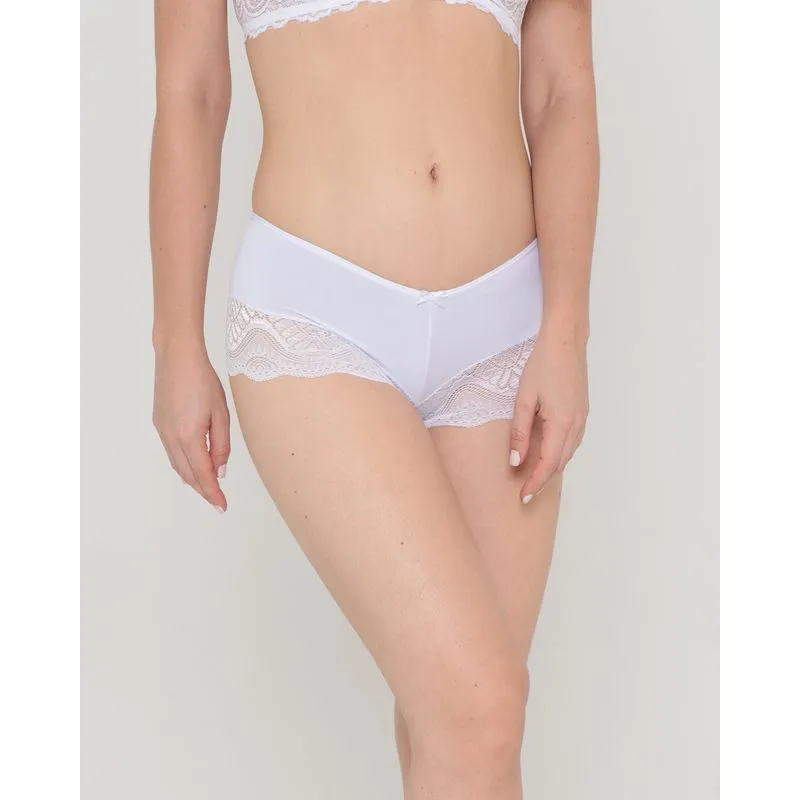 Calcinha Caleçon Microfibra De Renda Branca G