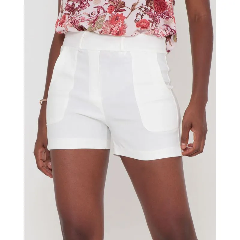 Short Bengaline Com Bolsos Alfaiataria Branco G