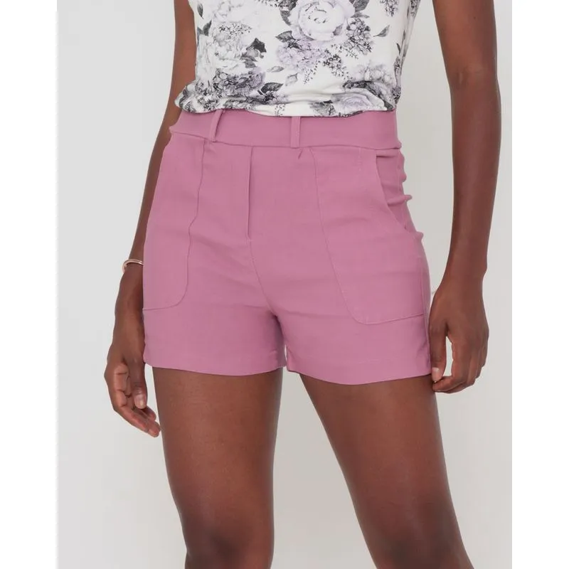 Short Bengaline Com Bolsos Alfaiataria Lilás P