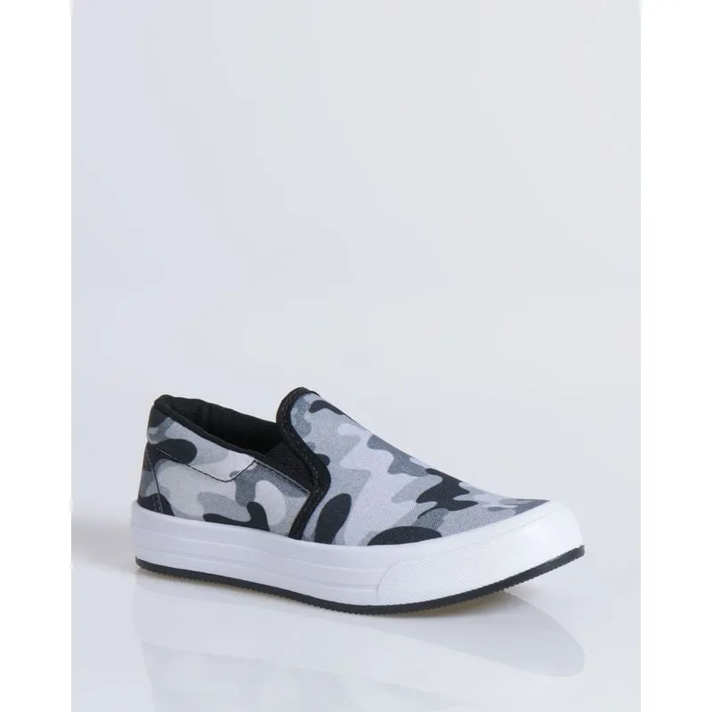 Tênis Infantil Slip On Camuflado Cinza 25