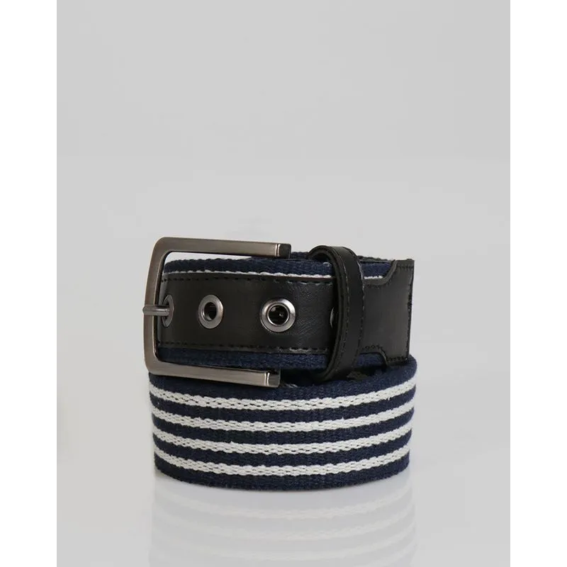 Cinto Masculino Casual Lona Com Fivela Listrado Marinho P