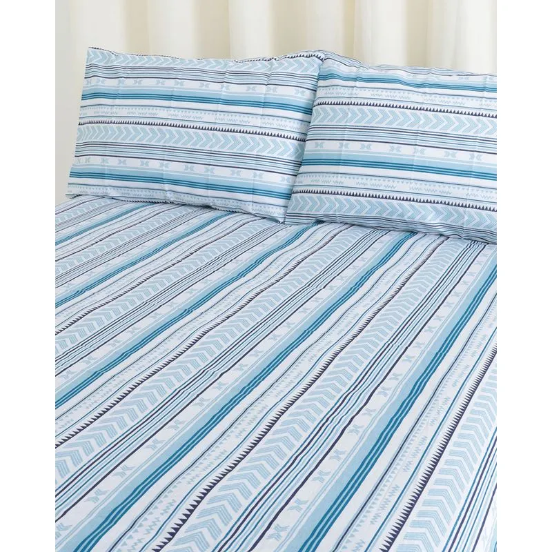 Jogo De Cama Queen 3 Peças Andreza Listrado Azul UN