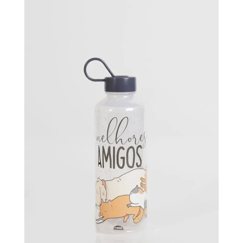 Garrafa Sport 480ml Estampa Pets Preta UN