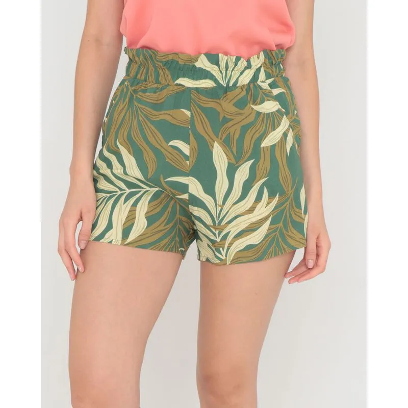 Short Viscose Estampado Floral Verde P