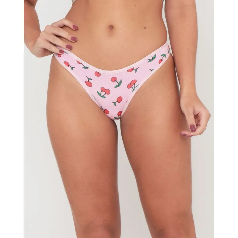 Calcinha Avulsa Tanga Estampa Cereja Rosa M