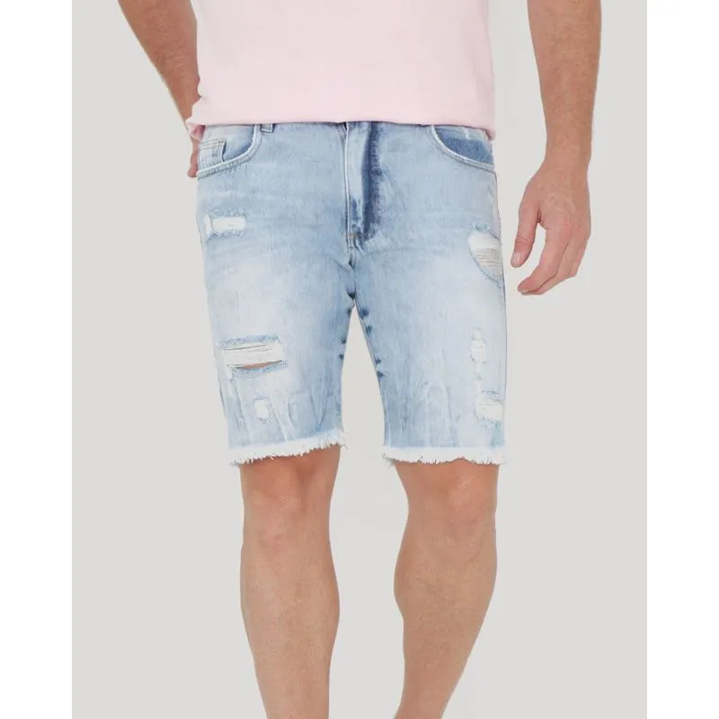 Short Jeans Destroyed Azul Claro 46