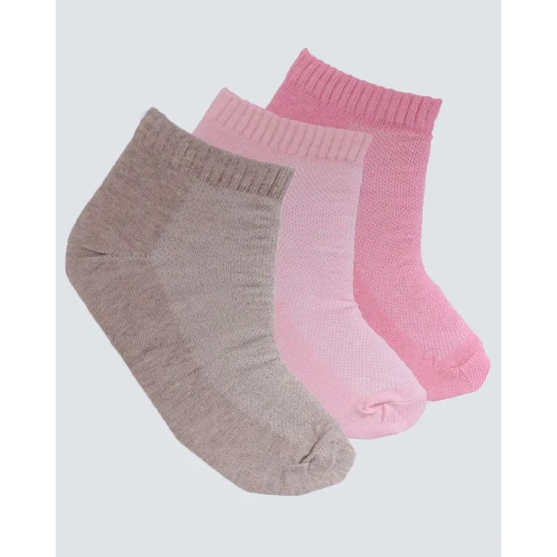 Kit 3 Pares de Meias Feminina Cano Curto Rosa e Bege 24221000002903UN