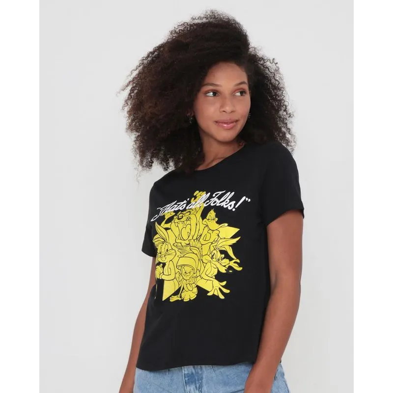 Blusa Estampa Looney Tunes Warner Preta M