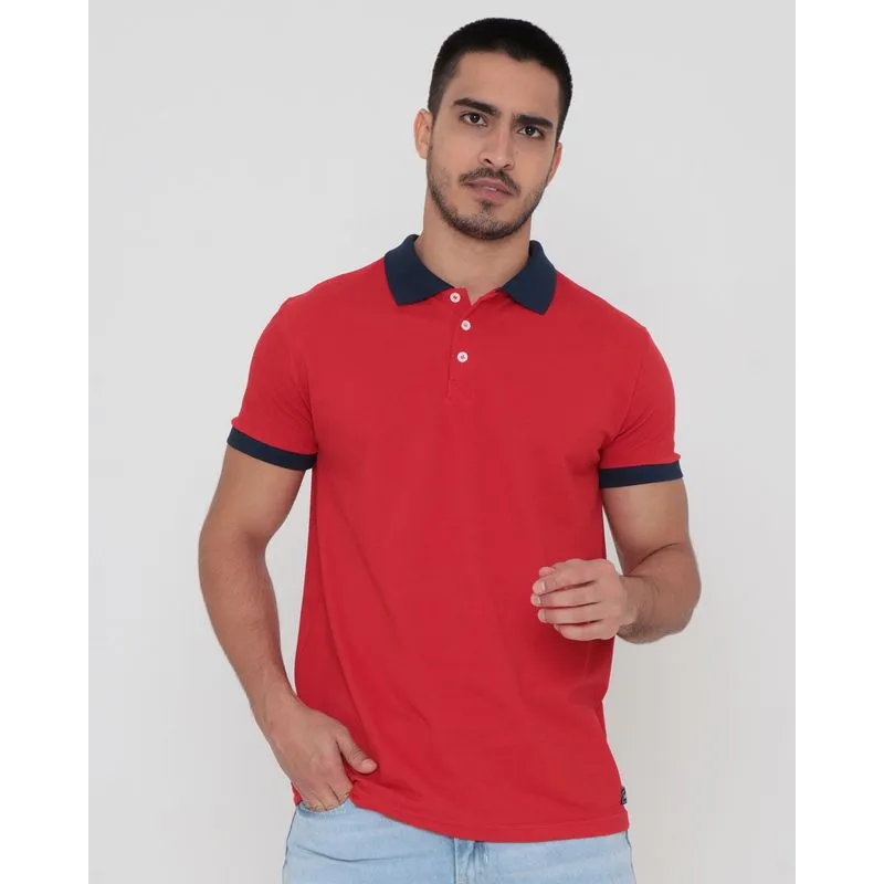 Polo Masculina Manga Curta Piquet Vermelha P