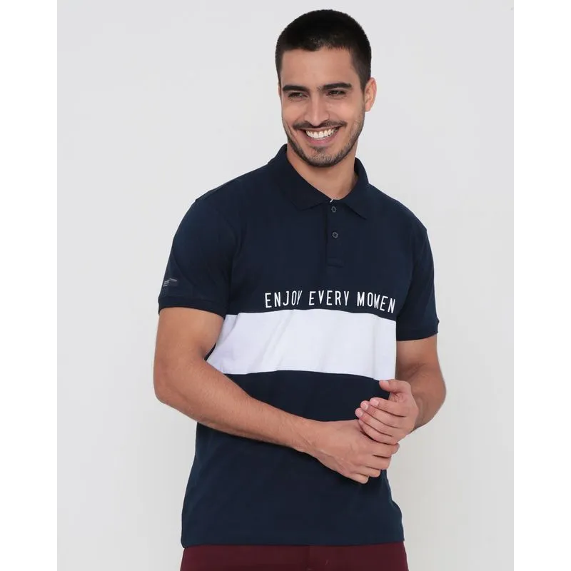 Polo Masculina Com Recortes Azul Marinho GG