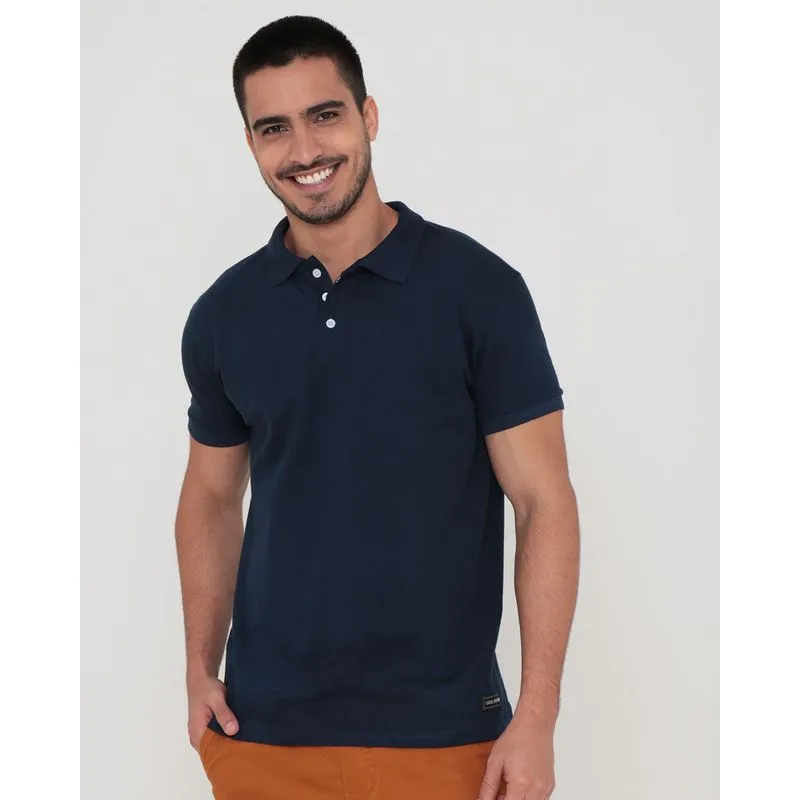 Polo Masculina Lisa Azul Marinho GG