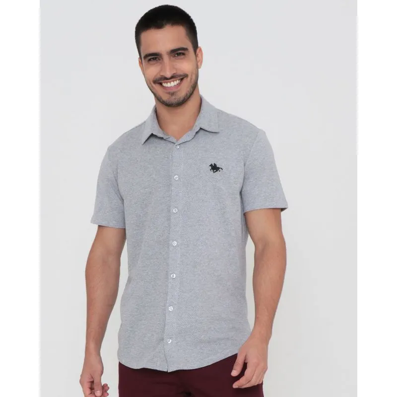 Camisa Masculina Malha Estampada Cinza G