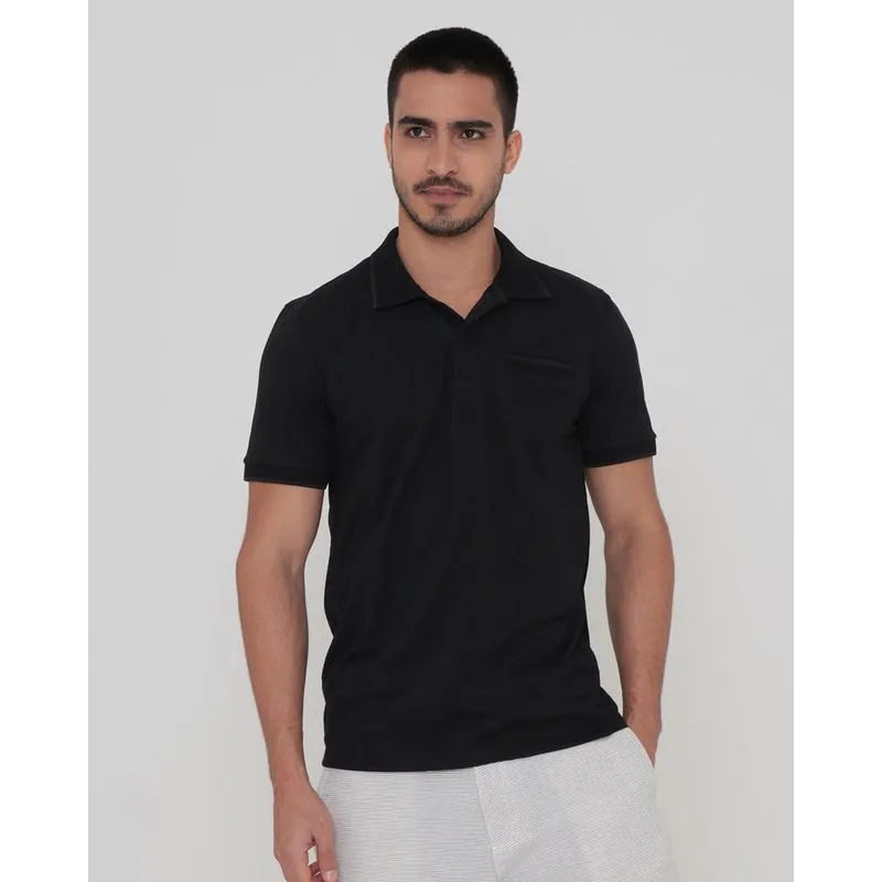 Polo Masculina Com Detalhe Trabalhado Preta M