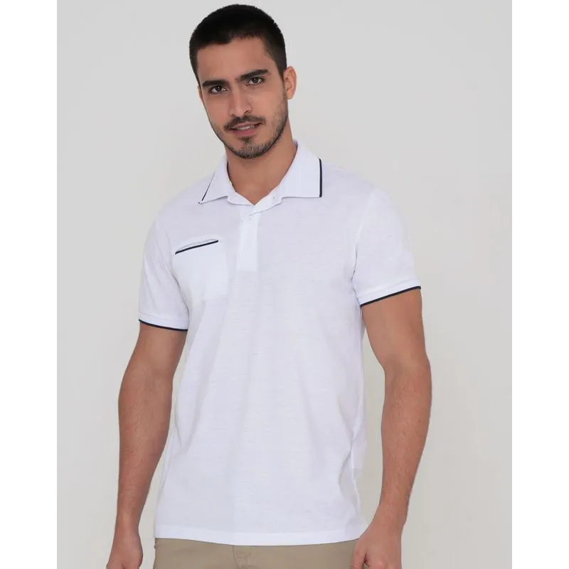 Polo Masculina Malha Lisa Branca P